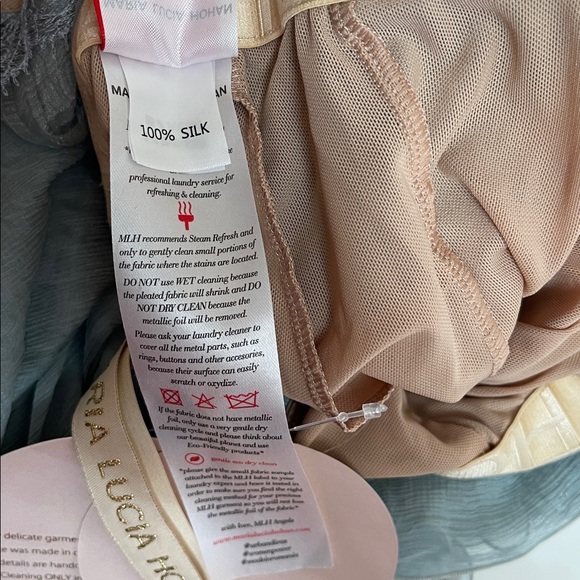 MARIA LUCIA HOHAN Jolie Strapless Lace Ruched Draped Silk Blue Maxi Dress Sz 2 - Picture 14 of 14